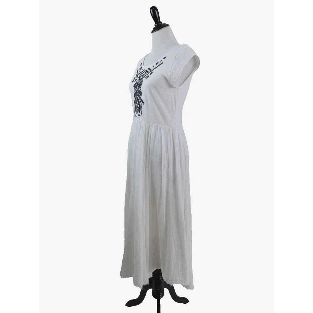 Free People Size M Toosaloosa Slub Meadows Midi Dress White